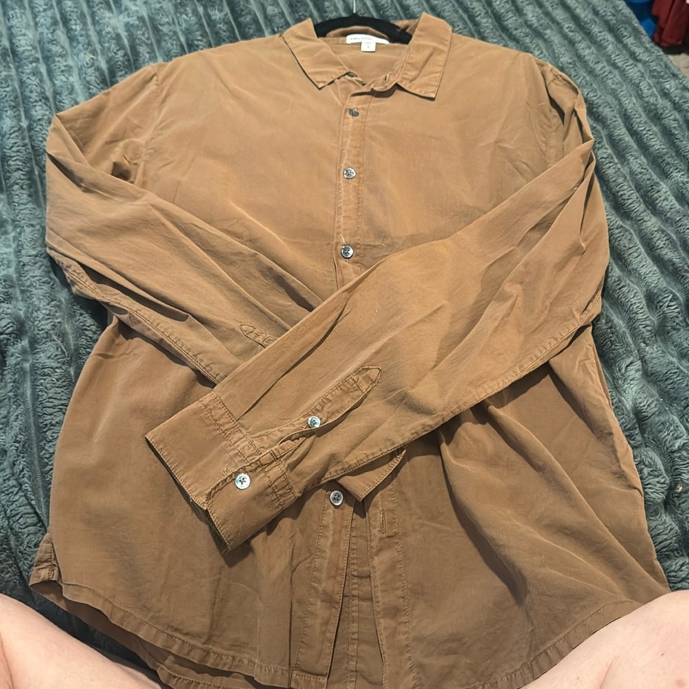 100 % cotton James Perse button down with abalone type buttons